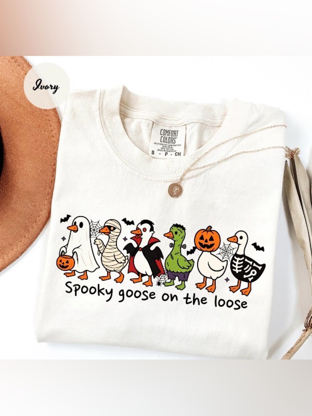 Halloween Funny Goose Comfort Color T-Shirt, Just a Spooky Goose Shirt